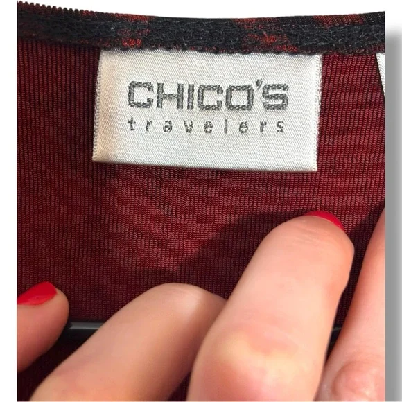 Chico’s (size 1) Bold Red Animal Print Tie Front Lightweight Cardigan Sweater - Picture 6 of 16